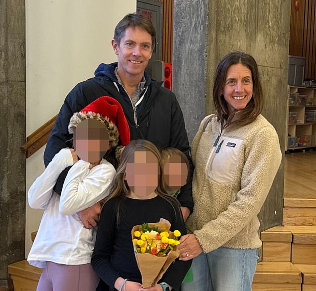 Biotech executive Kate Morse, 45, was one of the six mothers killed in the California avalanche on Tuesday. She is survived by her husband Eric, their two daughters and son (seen together)