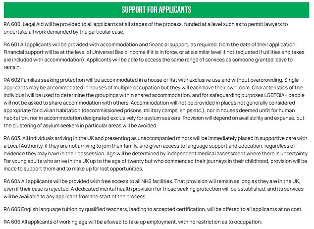 The policy adds: ¿The Green Party seeks to establish a system that recognises that all migrants are treated as citizens in waiting and therefore supports and encourages them to put down roots in their new home'
