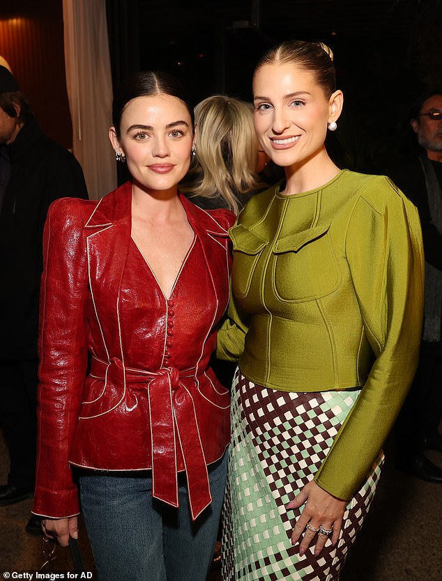 Meghan was all smiles while catching up with PrettyLittleLiars star Lucy Hale