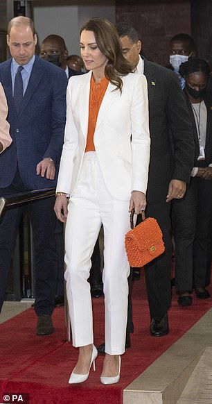 Kate opted to wear a white suit in March 2022