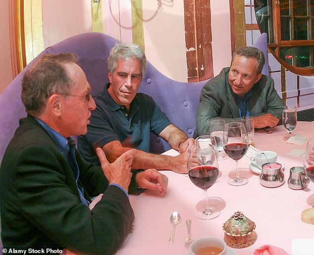 Pictured: Alan Dershowitz, Jeffrey Epstein, and Larry Summers dining together at Harvard in 2004