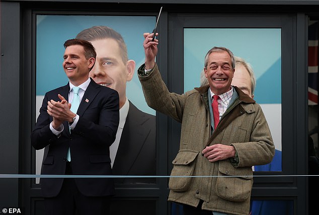 Labour figures will be dismayed that efforts to unite Left-wing voters against Nigel Farage's insurgents look to be stumbling. Pictured: Reform candidate Matt Goodwin, left, with party leader Farage, right, at a campaign event in Manchester earlier this month