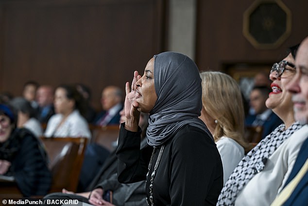 Omar was seen yelling, 'You've killed Americans' at Trump during the State of the Union