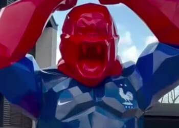 World Cup winner erects bizarre statue of giant gorilla holding 2018 trophy in his car park