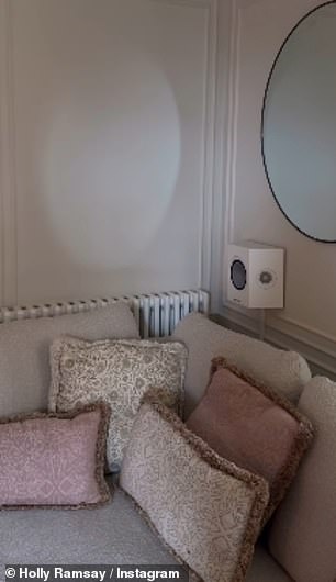 There were also fur-lined baroque-style white and pink sofa cushions