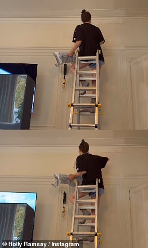 She was seen carrying out a range of DIY jobs around the house