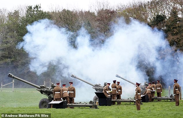 A gun salute was given for the arrival of the King at the barracks on Thorney Island