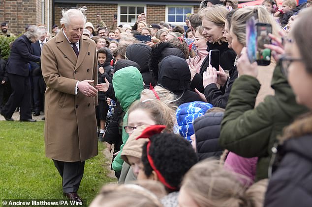 The King meeting the crowds. The island is the headquarters of the 7th Air Defence Group which provides all of the UK's ground based air defence assets