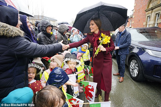 The Princess of Wales meeting members of the public during her visit to Wales