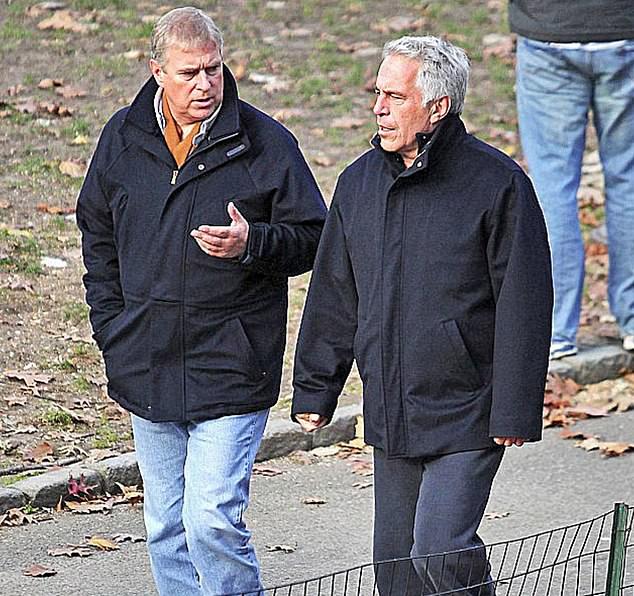 The former prince was targeted without his knowledge by the Kremlin through his close association with Jeffrey Epstein as a way to penetrate the British establishment, it's claimed. Pictured: Andrew (left) and Epstein (right)