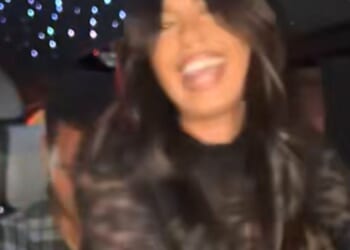 Belle and Harrison get VERY steamy in the back of a car as Love Islander grinds and lapdances on him in sheer catsuit