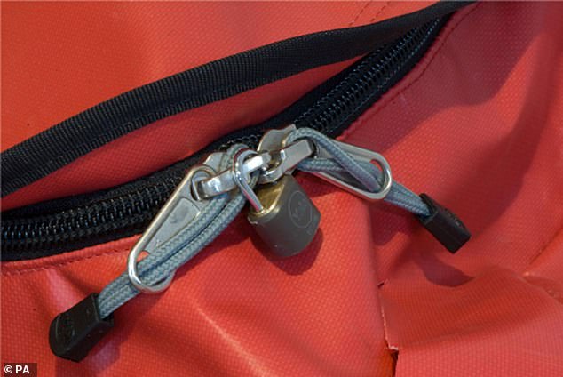 A police image of a representation of the lock on the red sports bag that Gareth Williams body was discovered in at his flat. Police claimed he locked it from the inside and the key was under his body