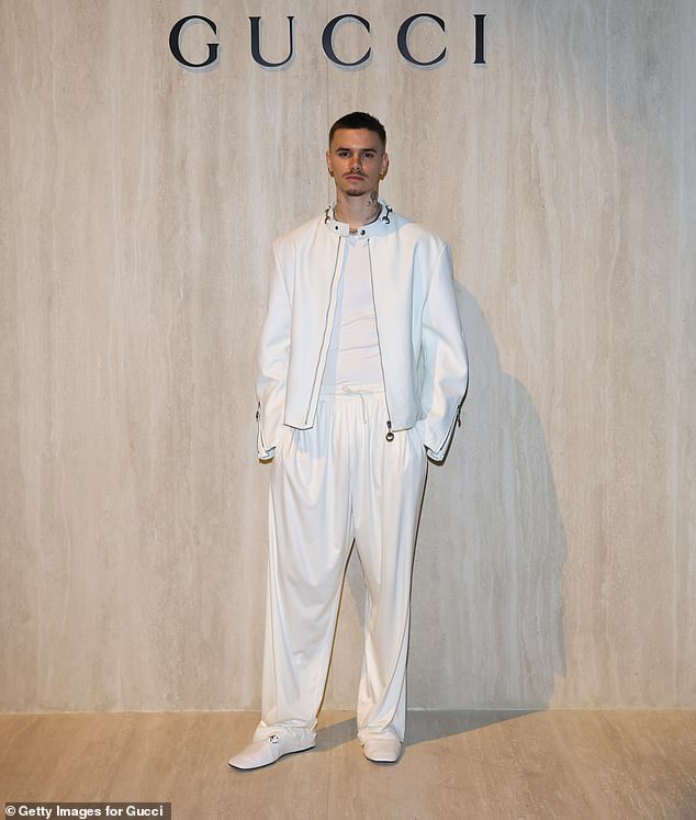 Romeo Beckham was among the stars in attendance and opted for an all-white ensemble