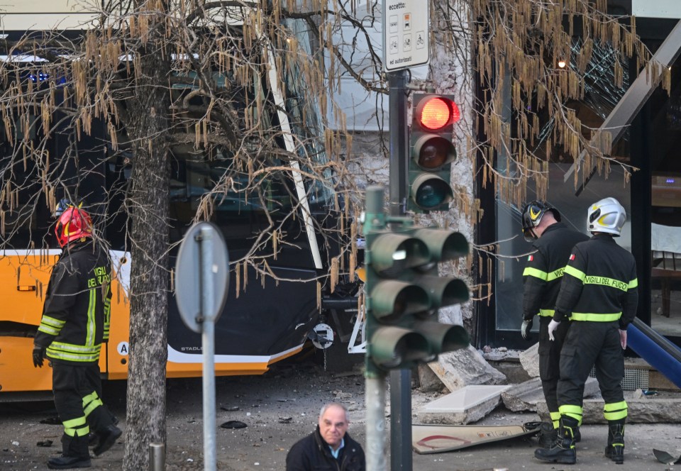 Aftermath of tram derailment in Milan