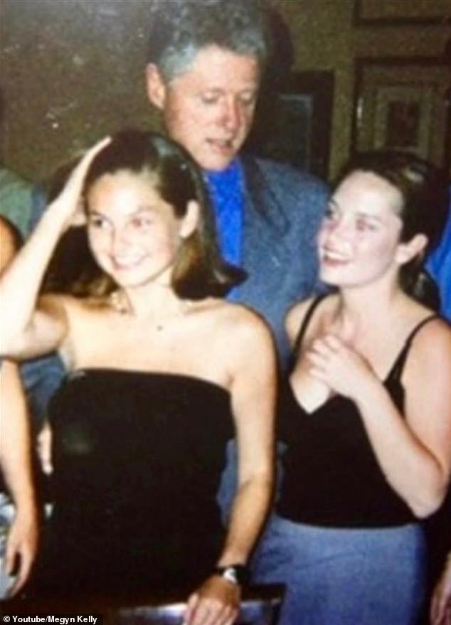 Megyn Kelly revealed a 'creepy' 1999 photo of Bill Clinton allegedly 'looking down the chest' of two of her her young friends as Hillary began her deposition over ties to Jeffrey Epstein on Thursday