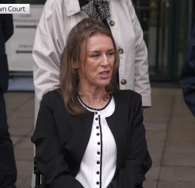 Trudi Burgess speaking outside court after Easom was jailed for 16 years