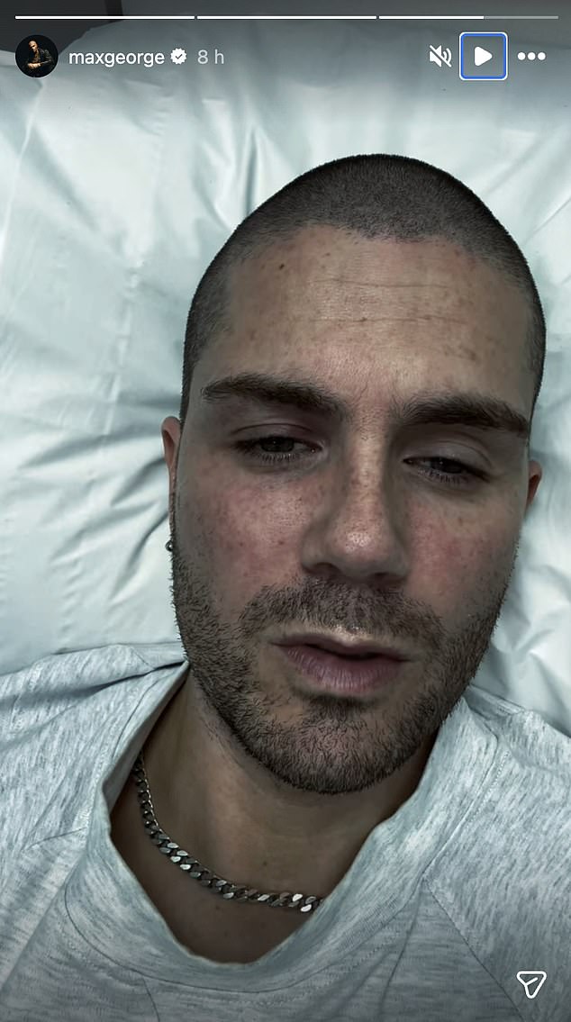 It comes after earlier this month Max (pictured) was rushed to hospital in the middle of the night