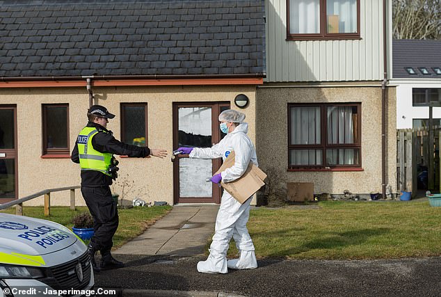 Police and forensics teams in Dornich, Sutherland, were Ms MacIvor died