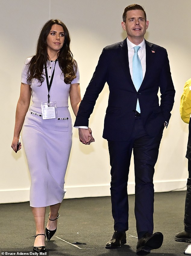 Reform UK's by-election candidate Matthew Goodwin is pictured arriving at the result declaration