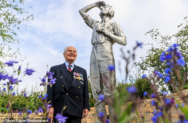 Mr Webb is pictured at 102 years old at The RAF Benevolent Fund Garden at RHS Chelsea Flower Show, London, in 2022