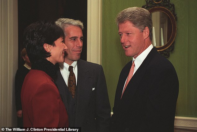 Epstein and Maxwell speaking with then-President Bill Clinton at an event that took place in 1993 for donors to the White House Historical Association