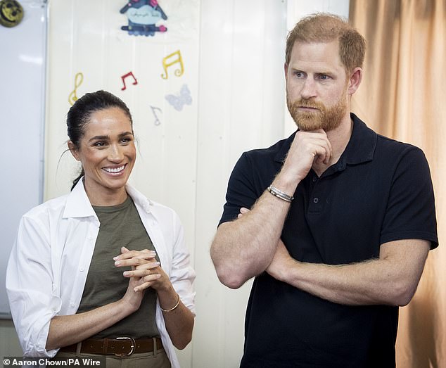 Harry and Meghan visiting the QuestScope Youth Center at the Za'atari refugee camp in northern Jordan
