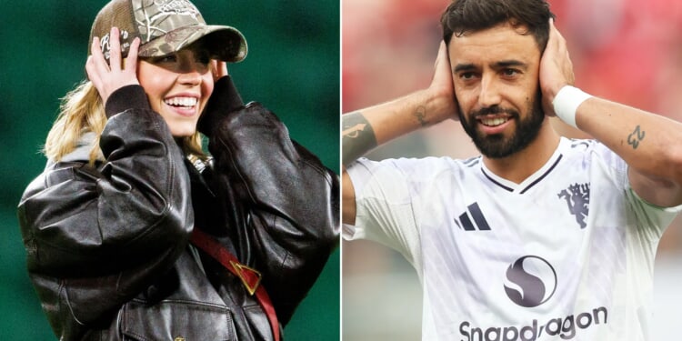 Hollywood star Sydney Sweeney hits Bruno Fernandes celebration as she makes shock appearance at European giants' stadium