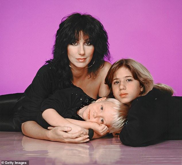 In addition to Elijah, Cher is mom to son Chaz Bono, whom she shared with Sonny Bono; pictured with both her kids in 1980