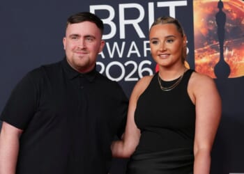 Darts star Luke Littler, 19, steps out on red carpet with girlfriend Faith Millar for BRITs in matching black outfits