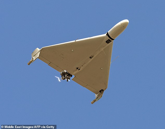The Iranian-made Shahed drone is said to be able to fly at least five times faster than the speed of sound (file pic)