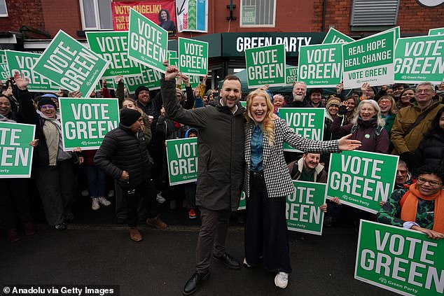 Green Party leader Zack Polanski and new Gorton and Denton MP Hannah Spencer, a plumber, pictured during the by-election campaign