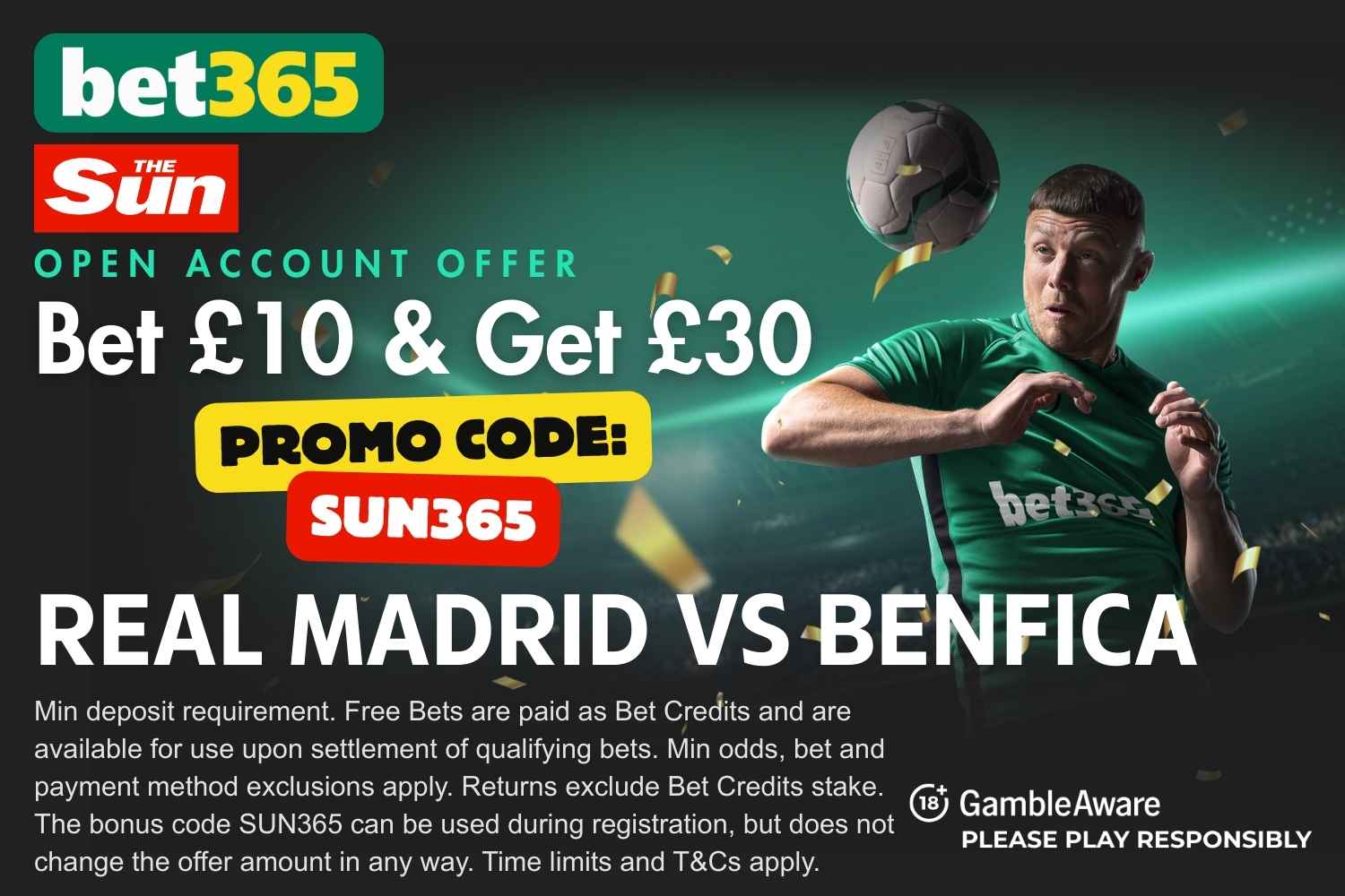 Real Madrid vs Benfica bet365 bonus code