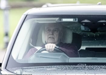 Andrew is pictured leaving Royal Lodge. Andrew is now believed to have vacated his £30million, 31-room residence