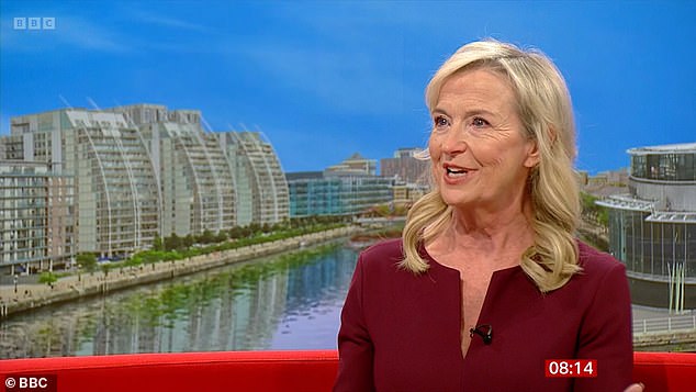 Carol Kirkwood was on the verge of tears as she announced she would leave the BBC after more than 25 years (seen announcing the news on BBC Breakfast last week)