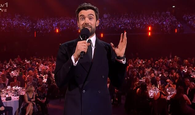 BRITs host Jack Whitehall is censored by ITV for making joke about Peter Mandelson and the Epstein Files in front of red-faced Labour politicians