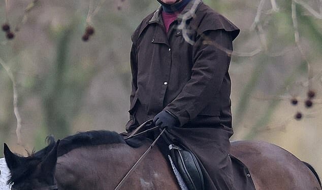 A defiant Andrew Mountbatten-Windsor went riding near his Royal Lodge home on Monday morning
