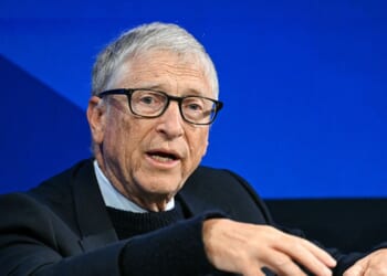 Microsoft co-founder and philanthropist Bill Gates gestures as he speaks during the World Economic Forum annual meeting in Davos on Jan. 21, 2026.