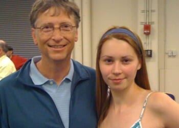 Russian bridge player Mila Antonova and Bill Gates in a photo she posted to the Contract Bridge Facebook page on August 14, 2009