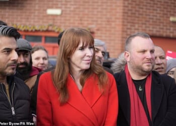 Angela Rayner hit the campaign trail yesterday (pictured) at the unveiling of Labour's newly-selected Gorton & Denton candidate Angeliki Stogia