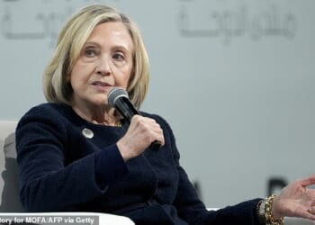 Former US Secretary of State Hillary Clinton speaks during the Doha Forum in Qatar on December 7, 2025
