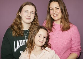 Caroline Roodhouse with daughters Evie and Ada
