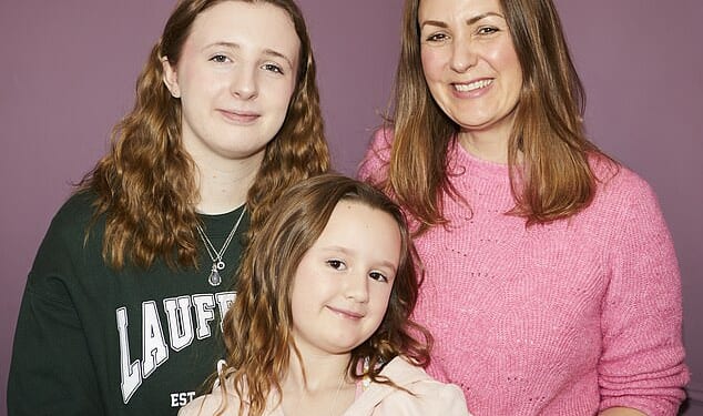 Caroline Roodhouse with daughters Evie and Ada