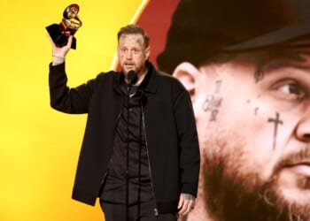 Jelly Roll accepts the Best Contemporary Country Album award for "Beautifully Broken" during Sunday's 68th Grammy Awards in Los Angeles, California.