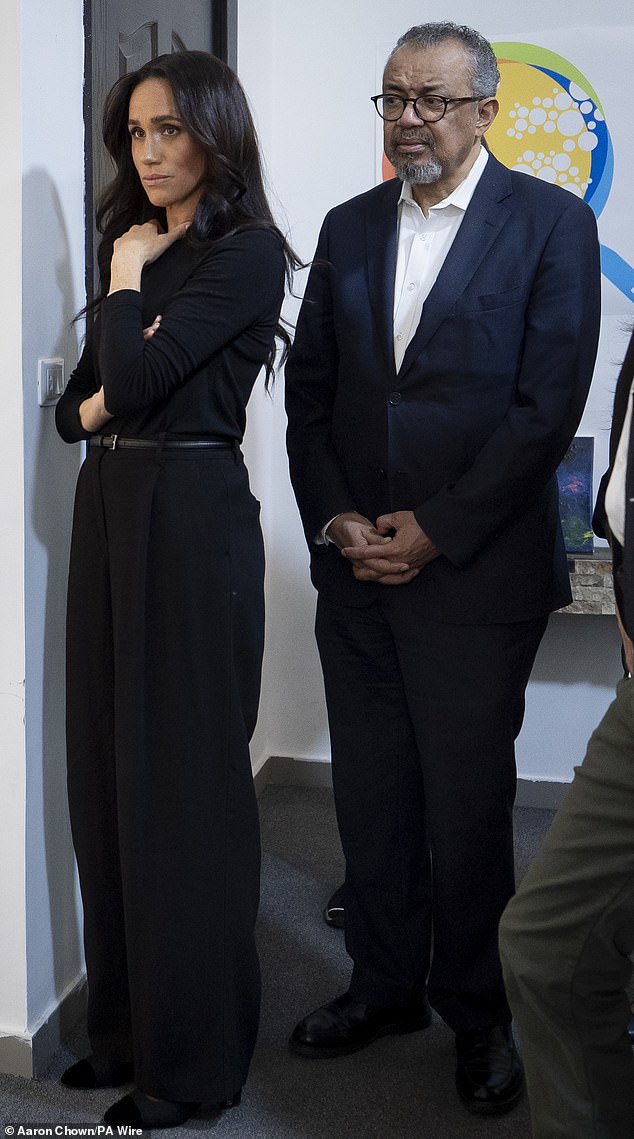 Meghan and Dr Tedros Adhanom Ghebreyesus in Jordan. A source has said that the WHO chief had invited Meghan and Harry to the British Ambassador's residence in Amman, not the Ambassador himself or the British Government
