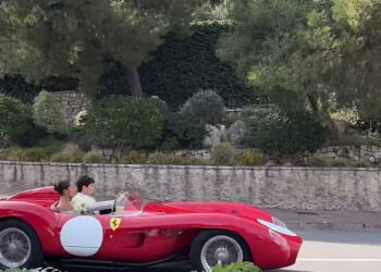 Charles Leclerc and his other half were seen driving away in a £9million Ferrari