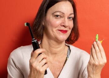 My dental kit includes an AI-powered electric toothbrush, water flosser, fluoride and non-fluoride toothpaste