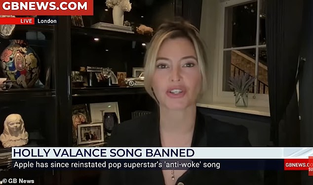 Holly Valance was cut off during a live interview on GB News on Monday night, after she used an offensive slur during a debate about the Coronavirus pandemic