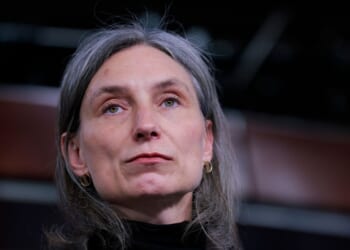 Rep. Maxine Dexter listens to other members of the CPC at a news conference at the U.S. Capitol on Jan. 13, 2026, in Washington, D.C.
