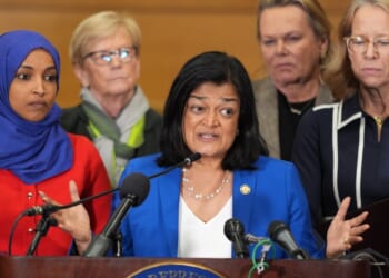 Rep. Pramila Jayapal speaks during a press conference in St. Paul, Minnesota, on Jan. 16, 2026.