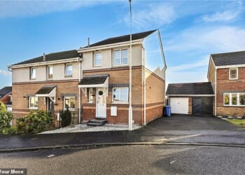 One typical-looking semi-detached property in Dunfermline, Scotland has a huge chunk of the roof missing in the main photo of a Right Move listing